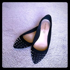 Aldo Spiked Black Flats